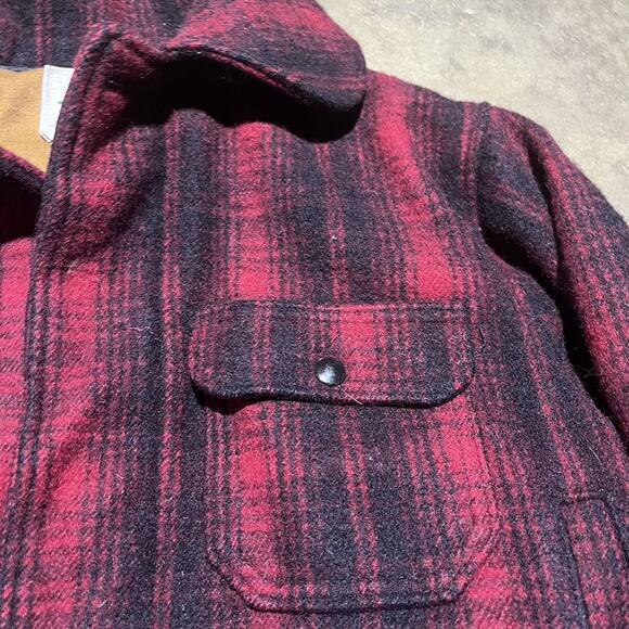 Vintage 60s Woolrich Red/Black Wool Mackinaw Jacket Coat - Picture 2 of 4